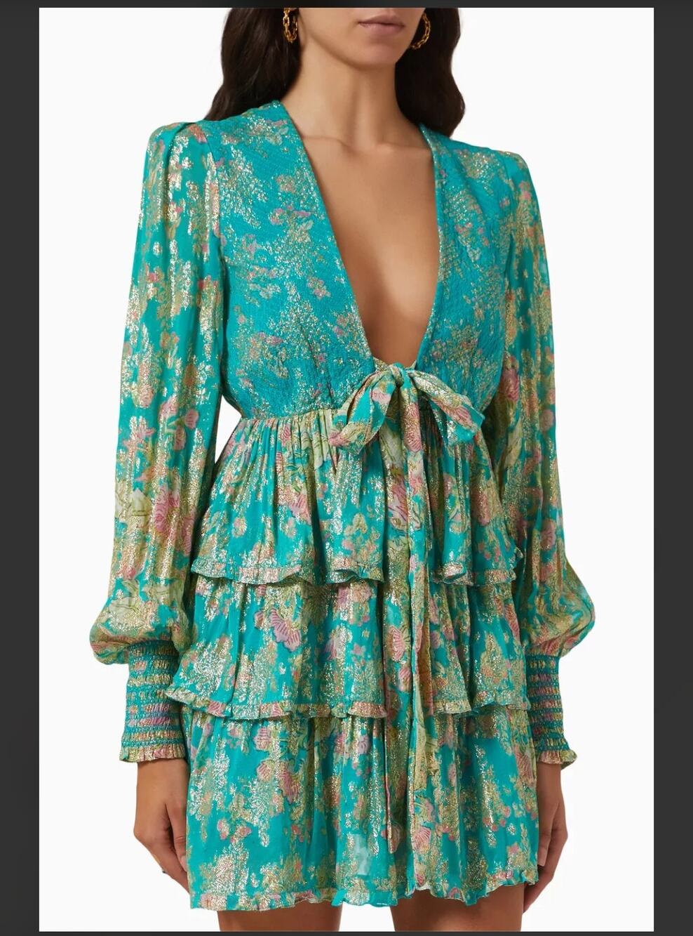 Hemant & Nandita Isha Plunge Mini Dress